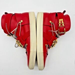 Versace - Palazzo Medusa  Red/Gold Medusa High Top Leather Men's Sneakers EU 39